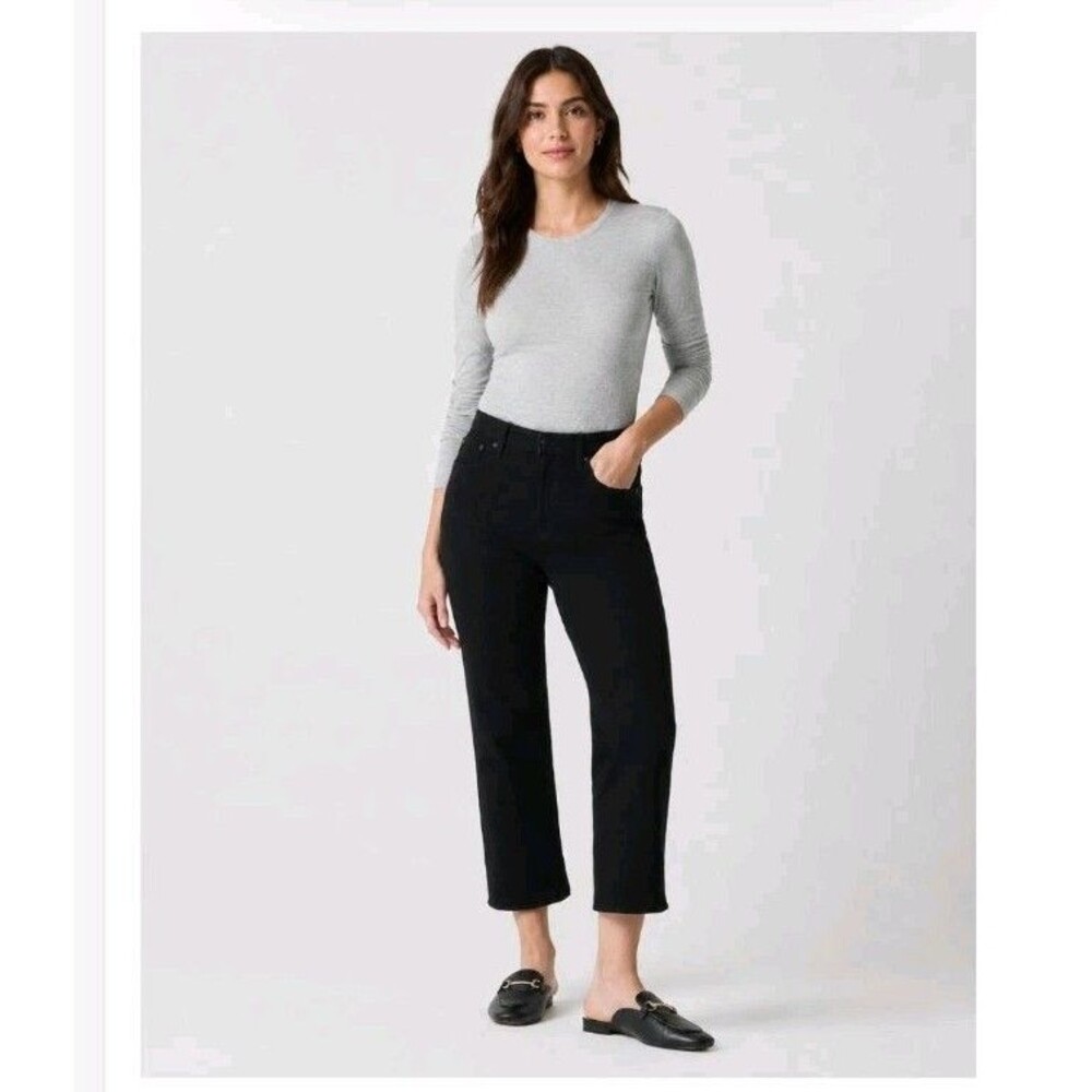 NWT J. Crew Denim Curvy Wide-Leg Crop Jeans Women's 28 Black High Rise Preppy
